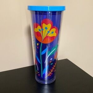 2018 Starbucks Floral Blue Red Poppy cold cup 24oz